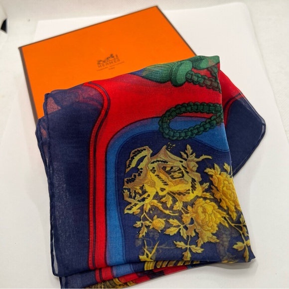 Hermes Silk Carre 45 Ornate Multicolor Vintage Scarf - Picture 1 of 6